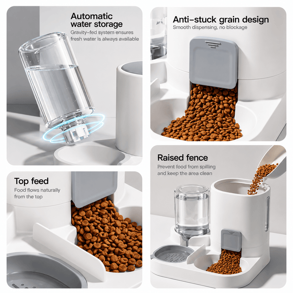 FlowFeast™ 2-in-1 Gravity Pet Feeder & Water Dispenser