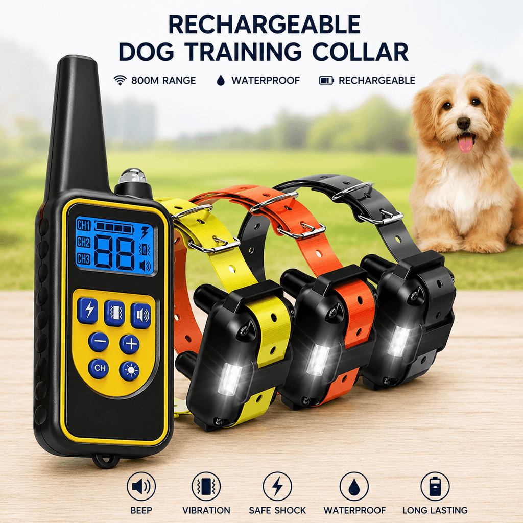 ProTrain™ Rechargeable Dog Training Collar with Remote – Waterproof 800m Range by LARTINOPET